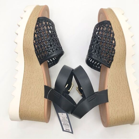 Universal Threads NEW Black Mesh Memory Foam Platform Sandals - Picture 3 of 12